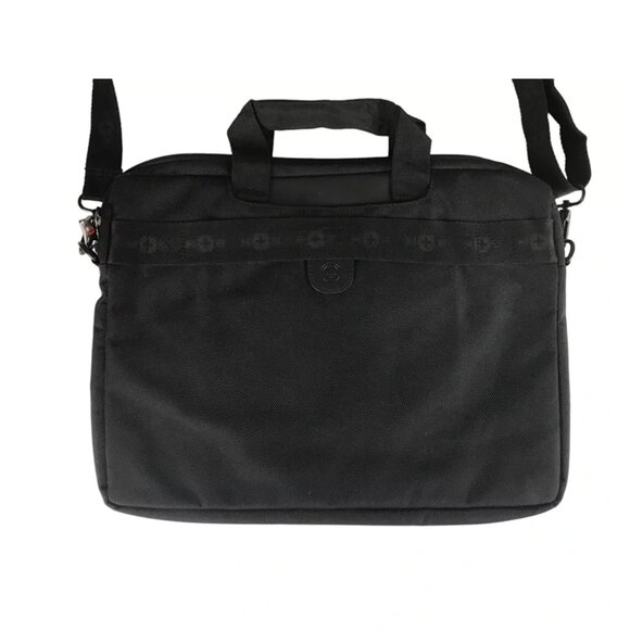 Swiss Gear Unisex Red Black Canvas Outer Pockets Detachable Strap Laptop Bag - Picture 7 of 10